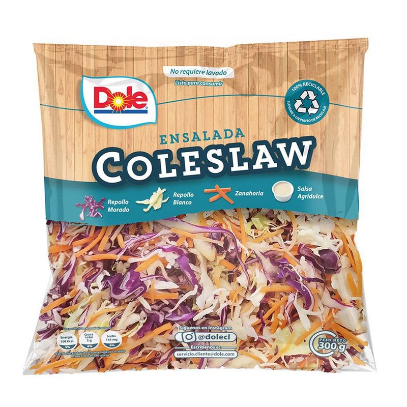 DOLE - Ensalada Coleslaw en Bolsa 300 g
