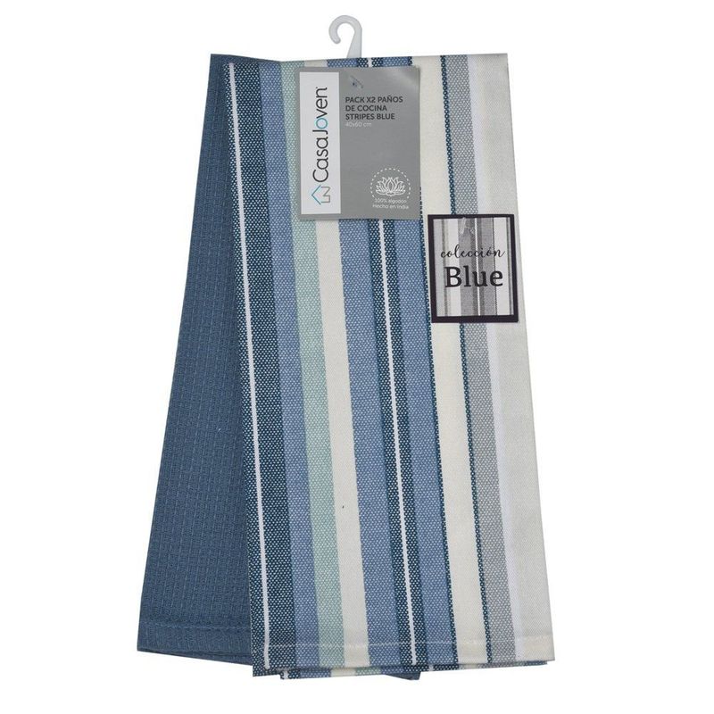 CASA JOVEN - Pack X2 Panos De Cocina Stripes Blue