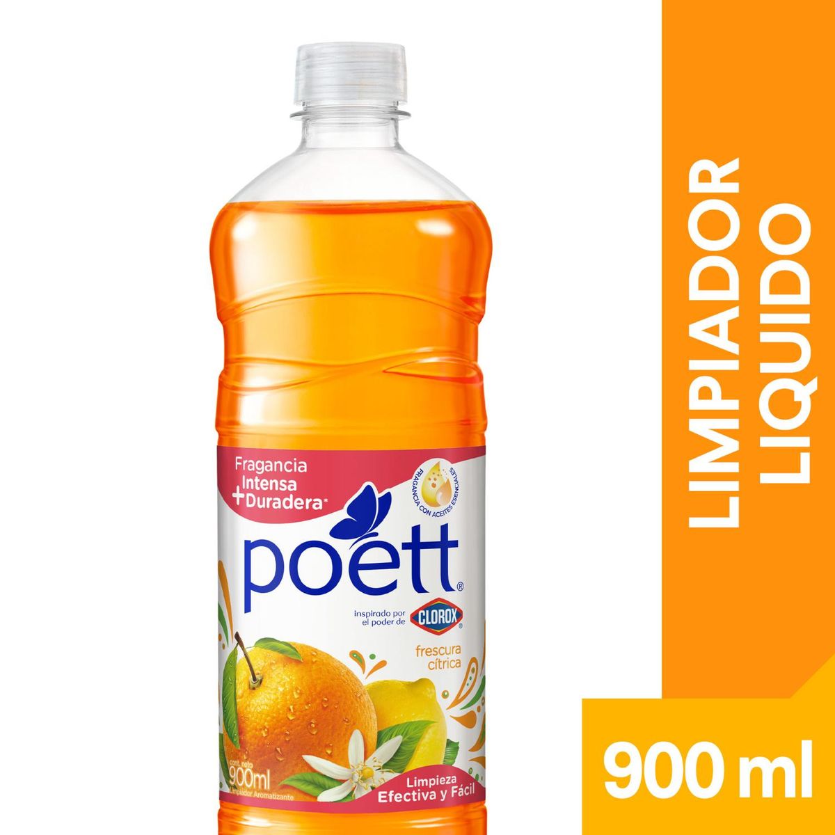 POETT - Limpiador Desinfectante de Pisos Poett Frescura Cítrica Botella 900 ml