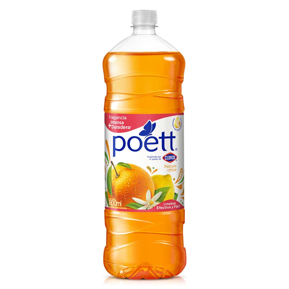 POETT - Limpiador Desinfectante de Pisos Poett Frescura Cítrica Botella 1.8 Lts