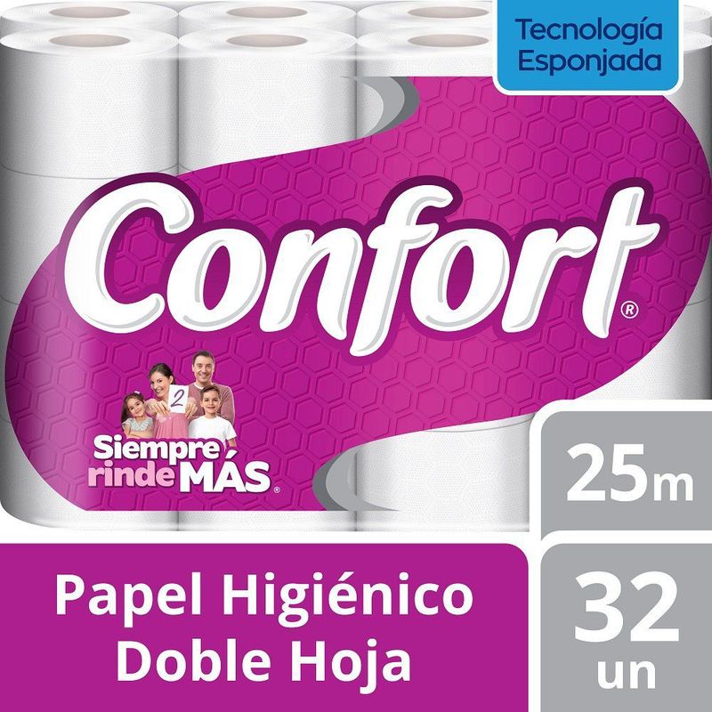 CONFORT - Papel Higiénico Confort Doble Hoja 32 x 25 mts