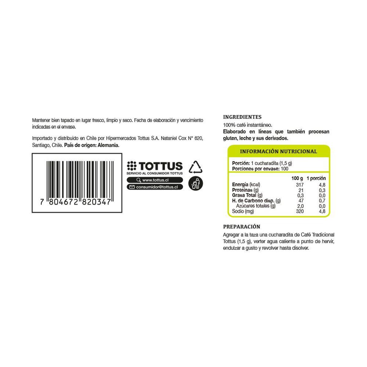 TOTTUS - Café Instantáneo Lata