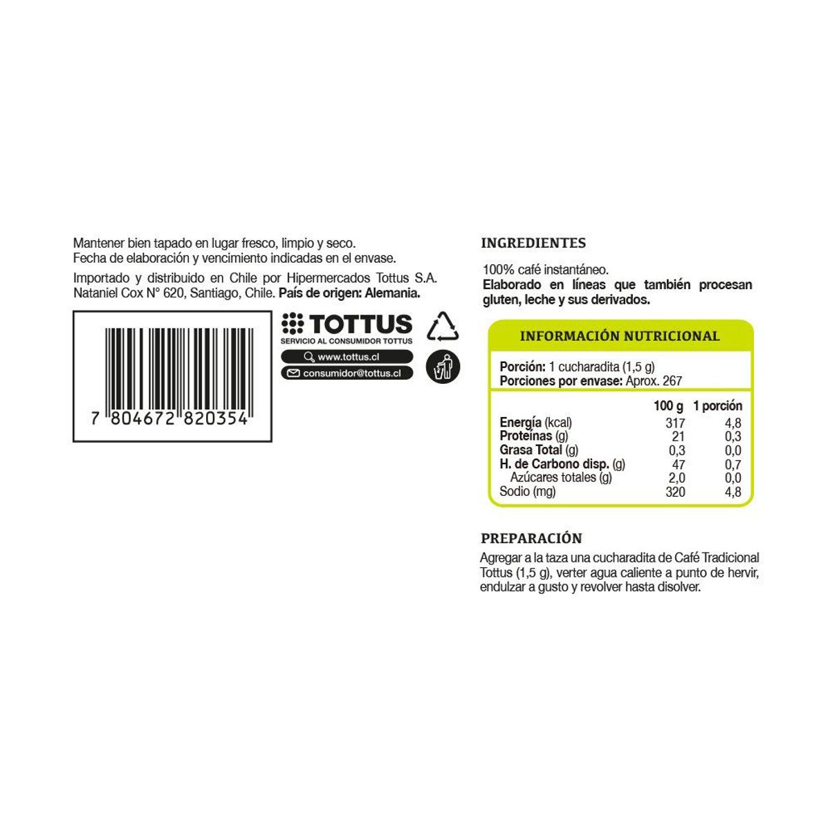 TOTTUS - Café Instantáneo Lata