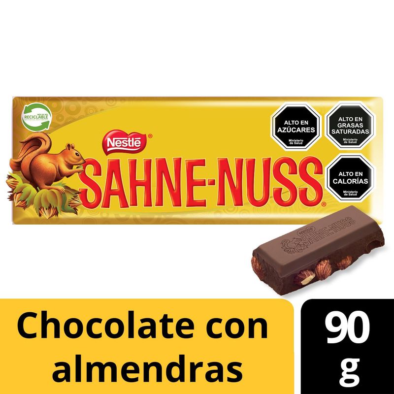 SAHNE NUSS - Chocolate con Almendras Sahne Nuss Barra 90 g