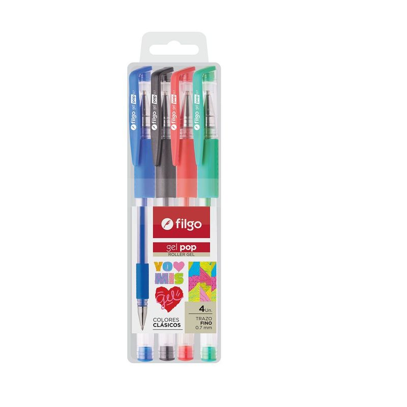 FILGO - Set de 4 Roller Gel Gel Pop Colores Clásicos