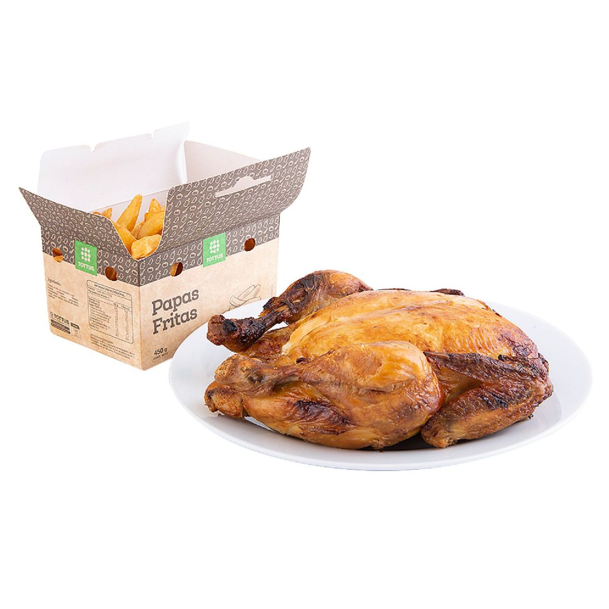 TOTTUS - Combo Pollo Asado + Papas Fritas 450 g Tottus