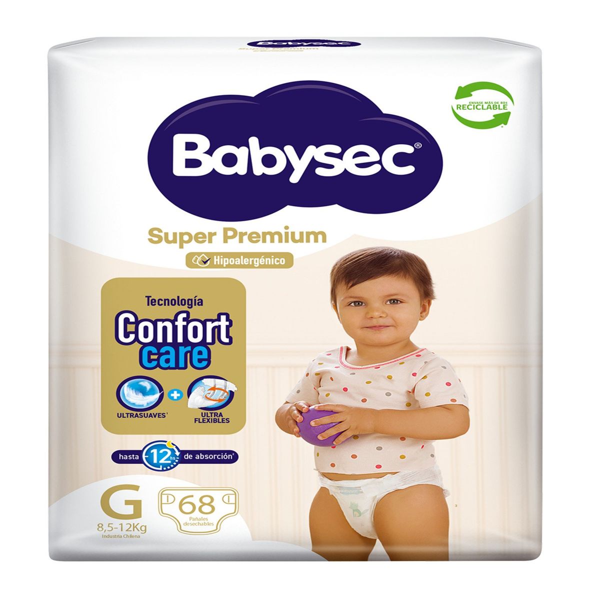 BABYSEC - Pañales Desechables Babysec Super Premium Talla G 68 Un