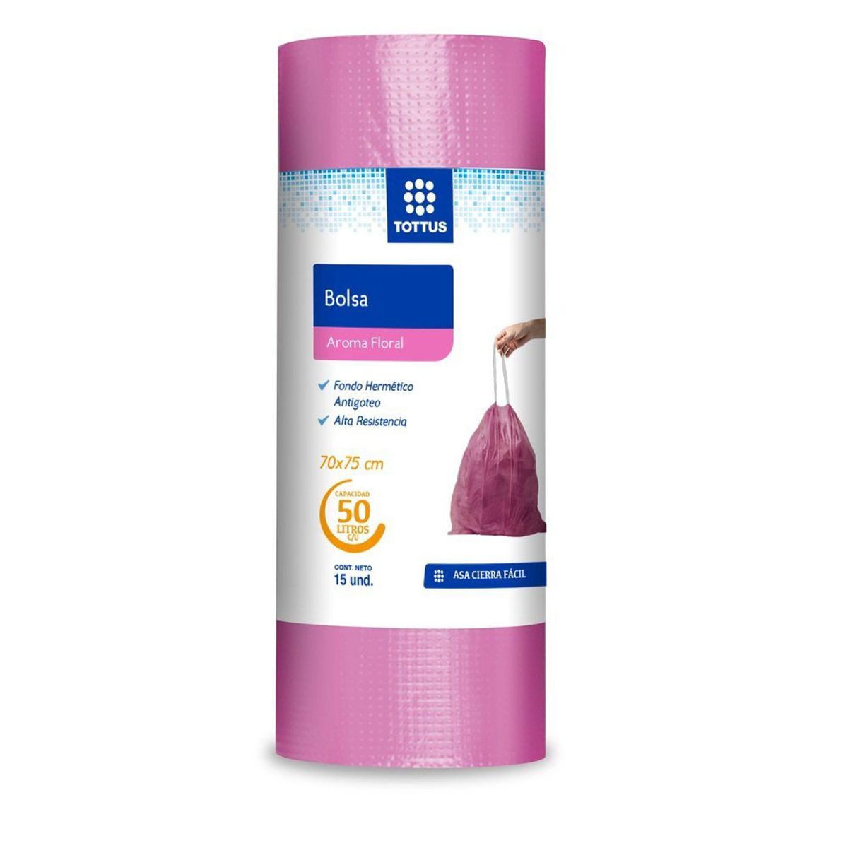 TOTTUS - Bolsa de Basura Tottus 50 Lt Aroma Floral 70 x 75 cm