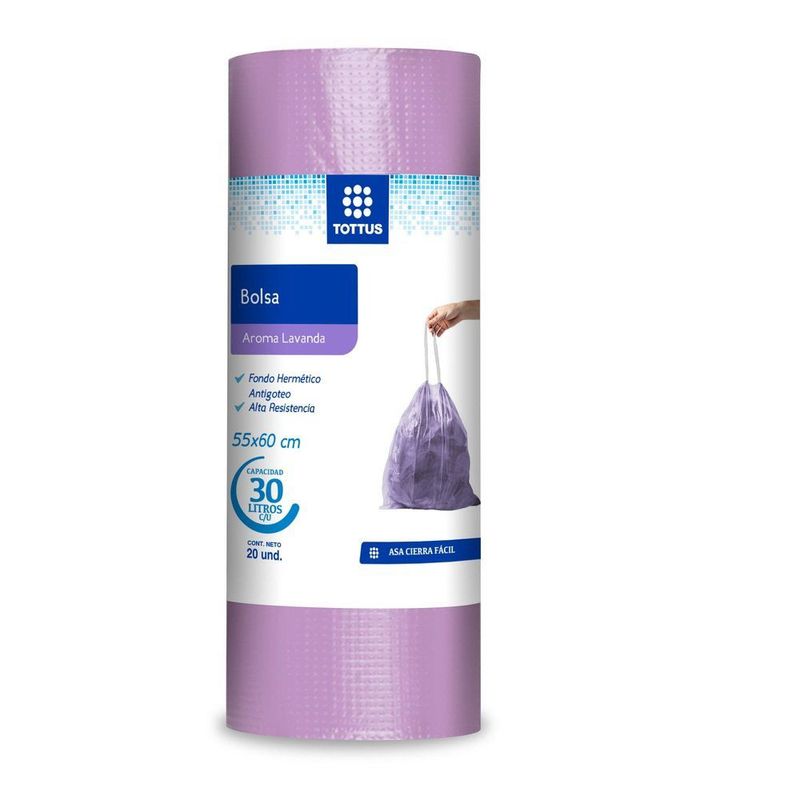 TOTTUS - Bolsa de Basura Tottus con Aroma a Lavanda Chica 55 x 60 cms
