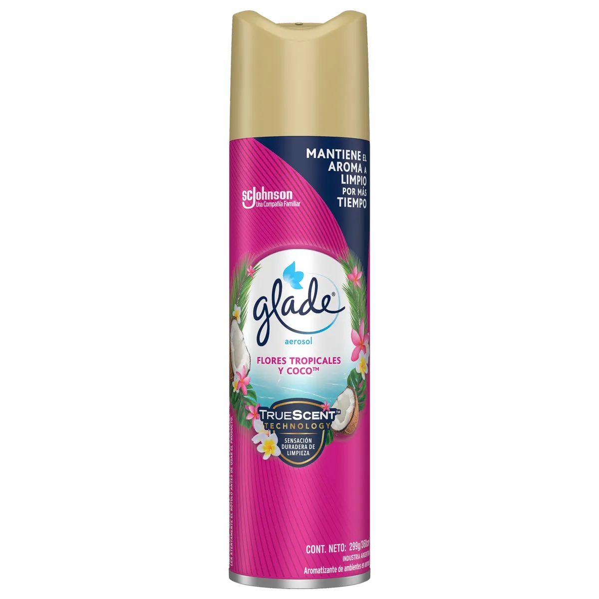 GLADE - Desodorante Ambiental Glade Aerosol Flores Tropicales y Coco 360 ml