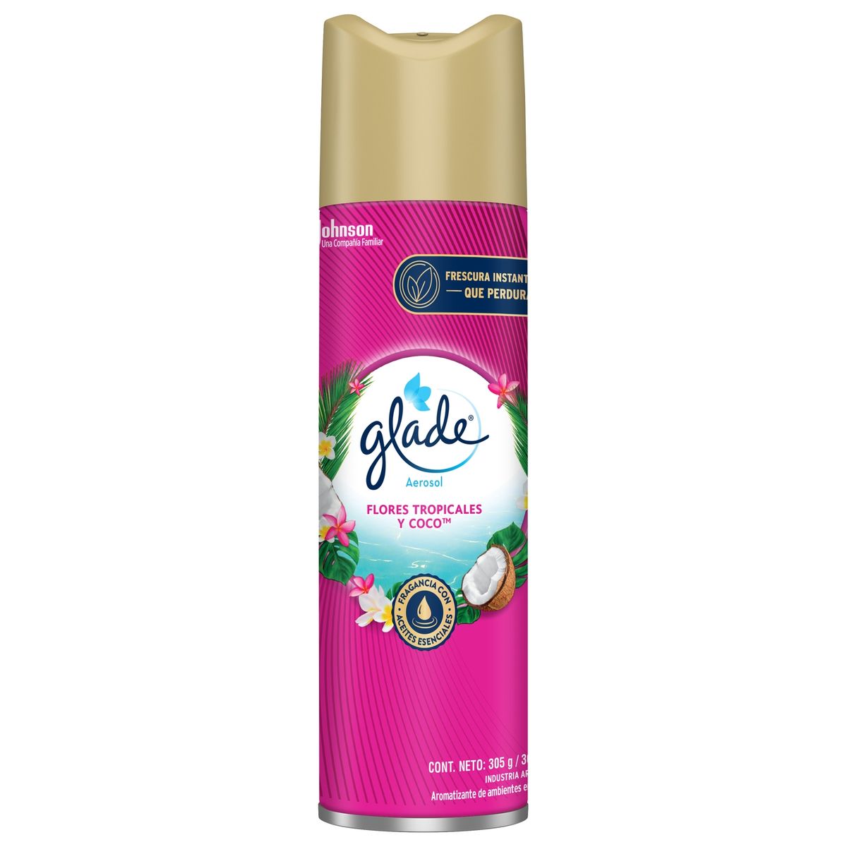 GLADE - Desodorante Ambiental Glade Aerosol Flores Tropicales y Coco 360 ml