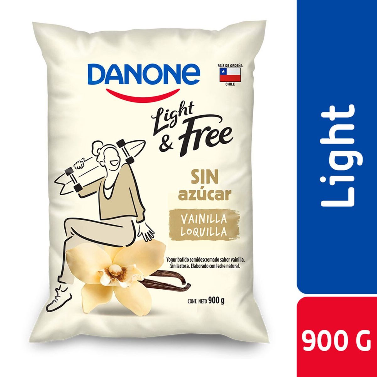 DANONE - Yoghurt Sabor Vainilla Bolsa Danone Light&Free 900 g