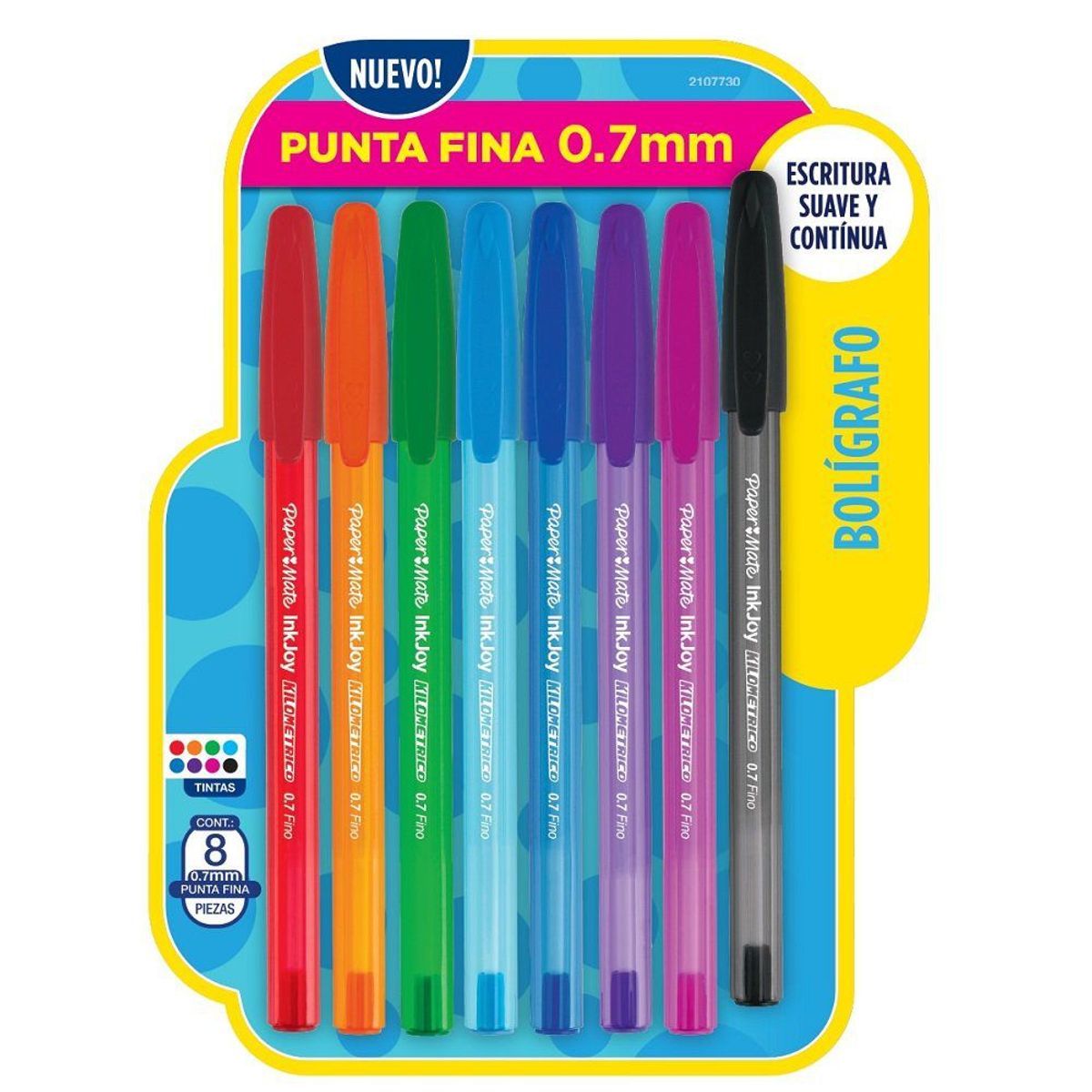 PAPER MATE - 8 Bolígrafos Inkjoy Punta Fina Colores Surtidos