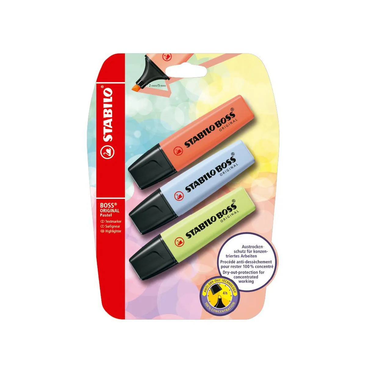 STABILO - 3 Destacadores Boss Pastel Limón Celeste Blister
