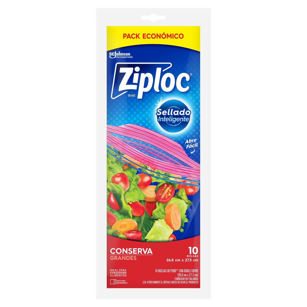ZIPLOC - Bolsas Grande Doble Cierre Ziploc para Conservar 10 Un