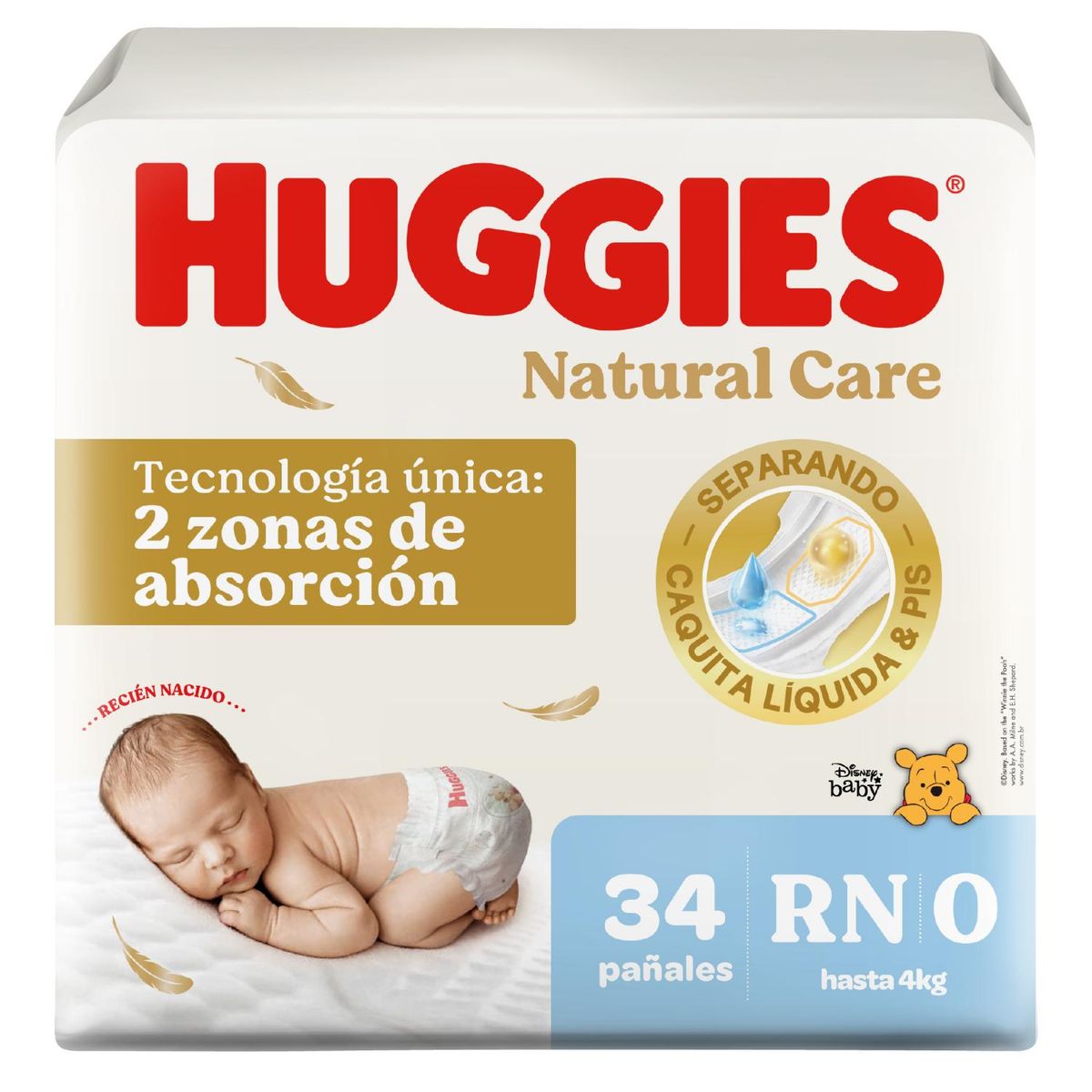 HUGGIES - Pañales Desechables Huggies Recién Nacido Natural Care 34 Un