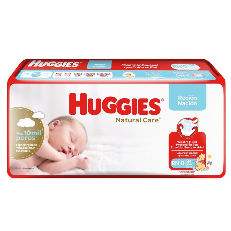 HUGGIES - Pañales Desechables Huggies Recién Nacido Natural Care 34 Un