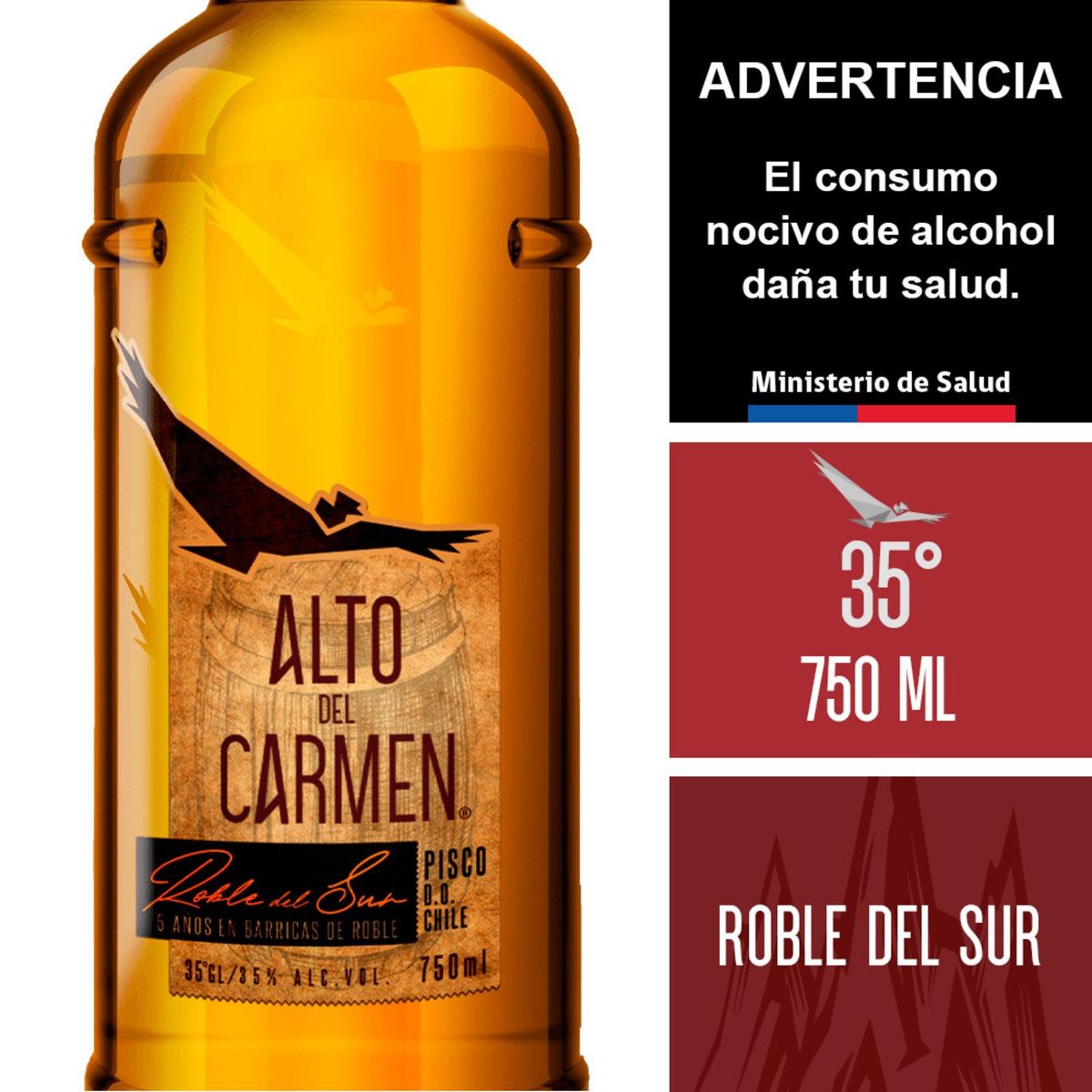 ALTO DEL CARMEN - Pisco Alto del Carmen Roble del Sur 35° 750 cc