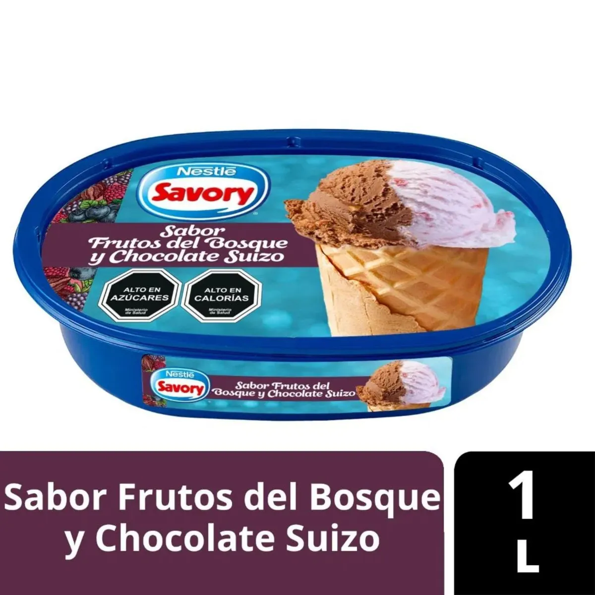 SAVORY - Helado de Leche Sabor Frutos del Bosque y Chocolate Suizo Cassata Savory 1 L