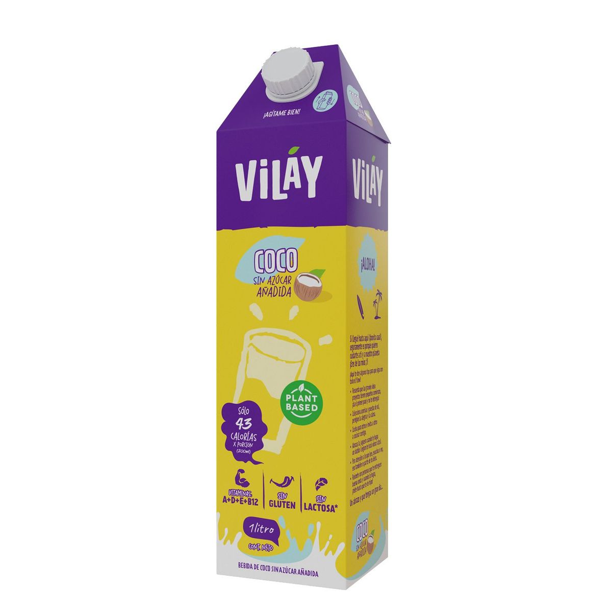 VILAY - Bebida Vegetal de Coco Sin Azúcar Vilay 1 L