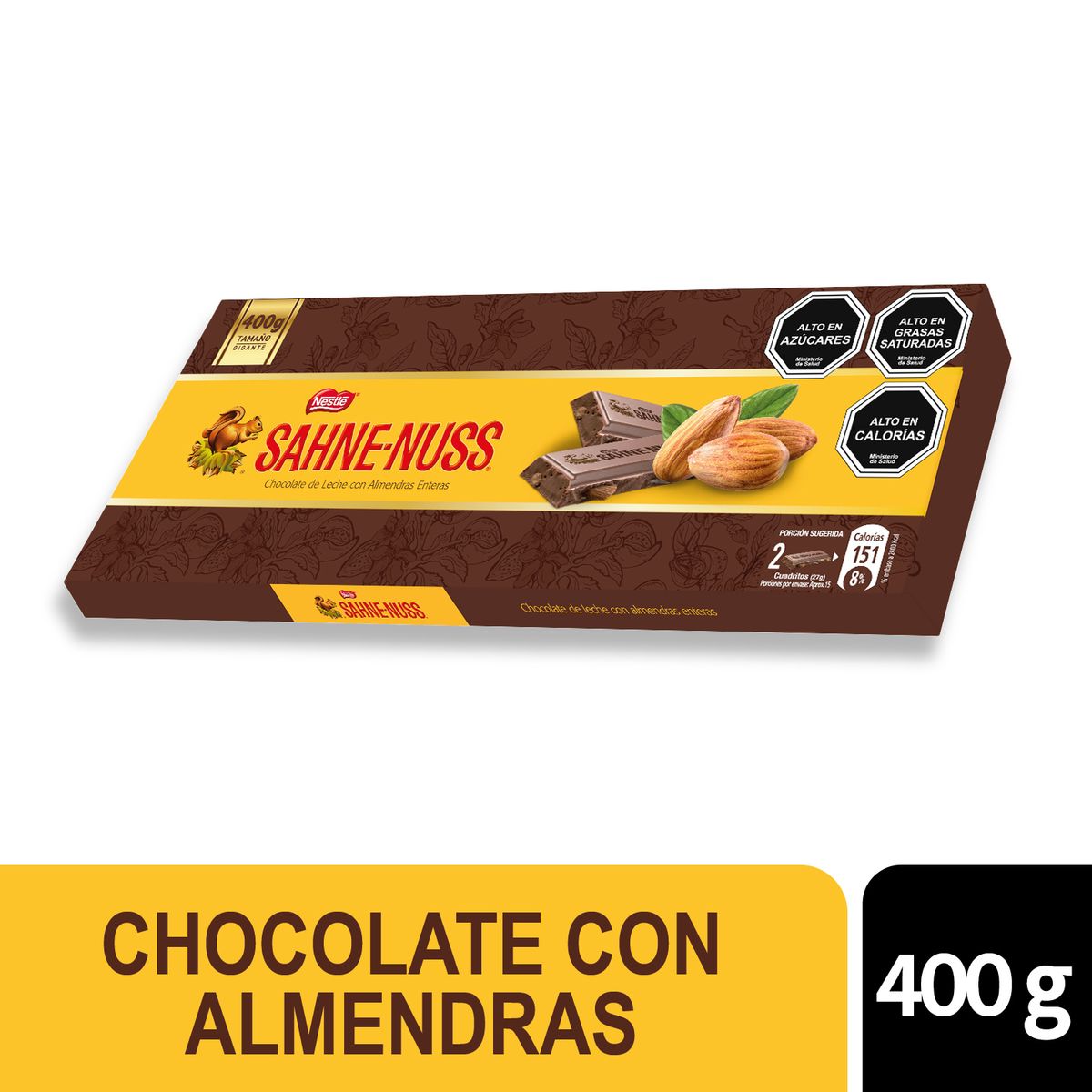 SAHNE NUSS - Chocolate con Almendras Sahne Nuss Barra 400 g