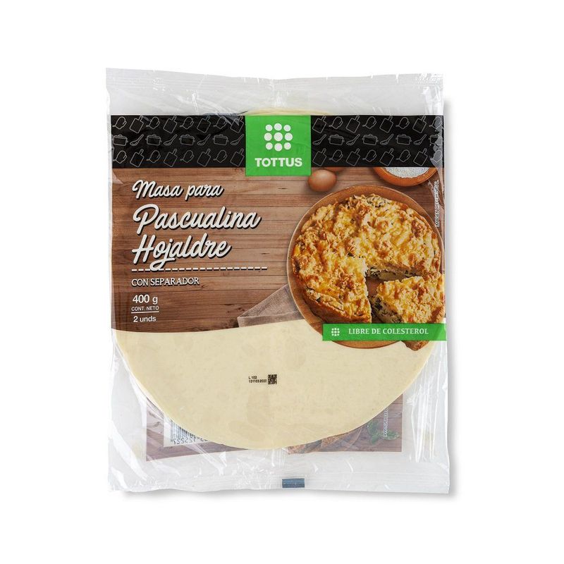 TOTTUS - Masa para Pascualina Hojaldre Tottus 2 Un 400 g