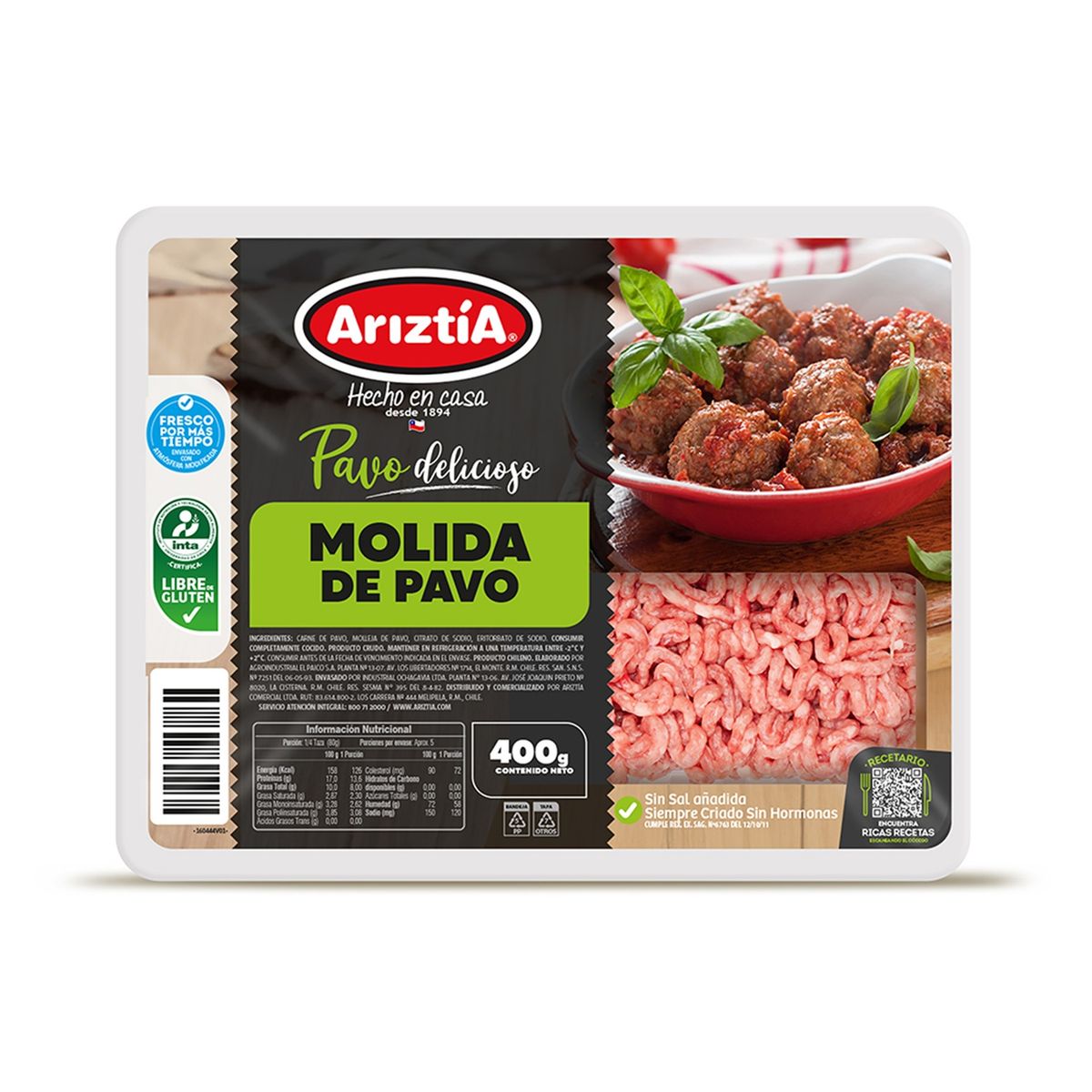 ARIZTIA - Carne Molida de Pavo Ariztía 400 g