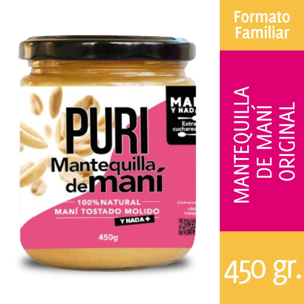PURISNACKS - Puri Mantequilla de Maní 450 g