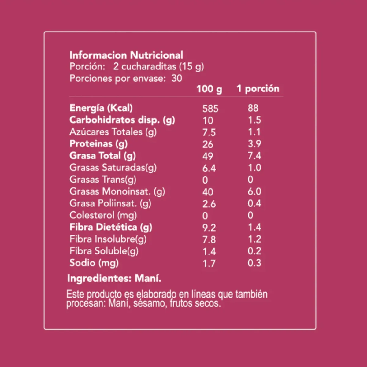 PURISNACKS - Puri Mantequilla de Maní 450 g