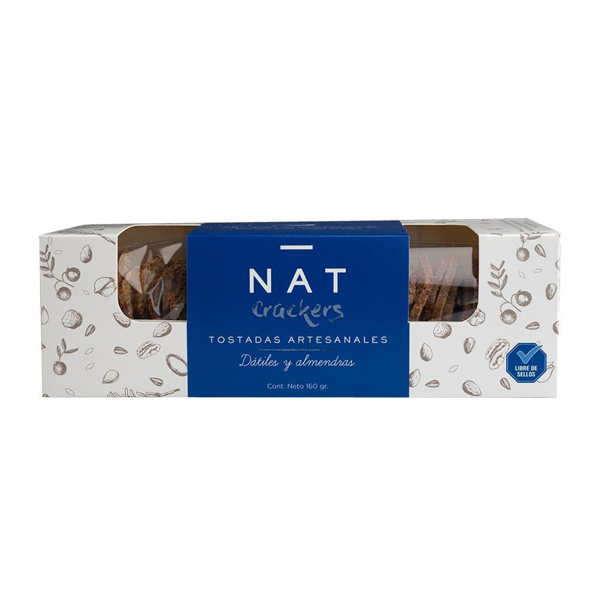 NAT CRACKERS - Crackers Datil Almendras 160 gr