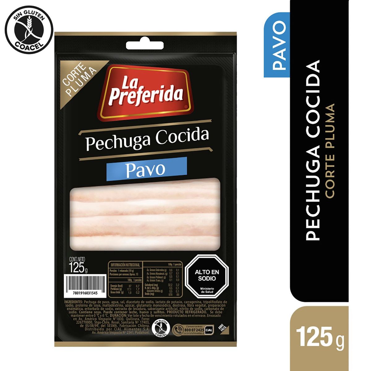 LA PREFERIDA - Pechuga Cocida Corte Pluma La Preferida 125 gr