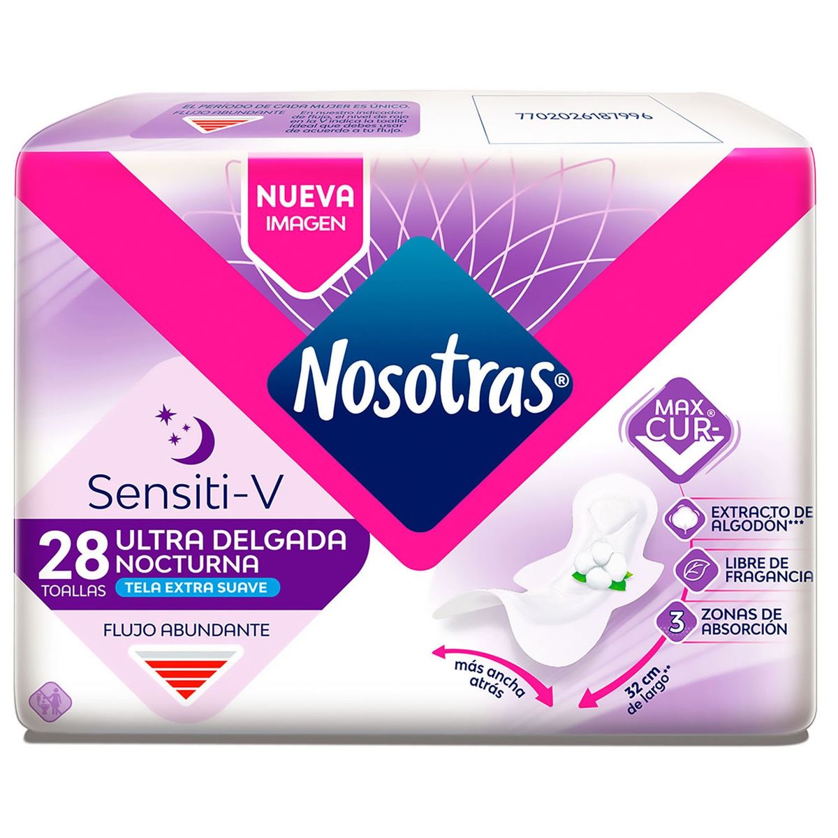 NOSOTRAS - Toalla Femenina Sensiti-V Buenas Noches Ultra Invisible Nosotras 28 Un