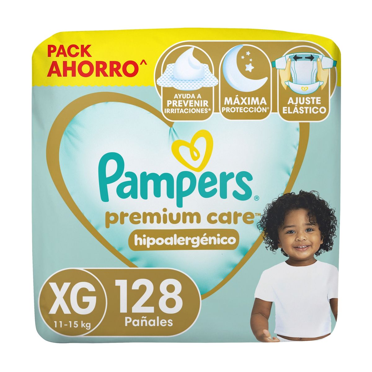 PAMPERS - Pañales Desechables Pampers Premium Care Hipoalergénico Talla XG 128 Un