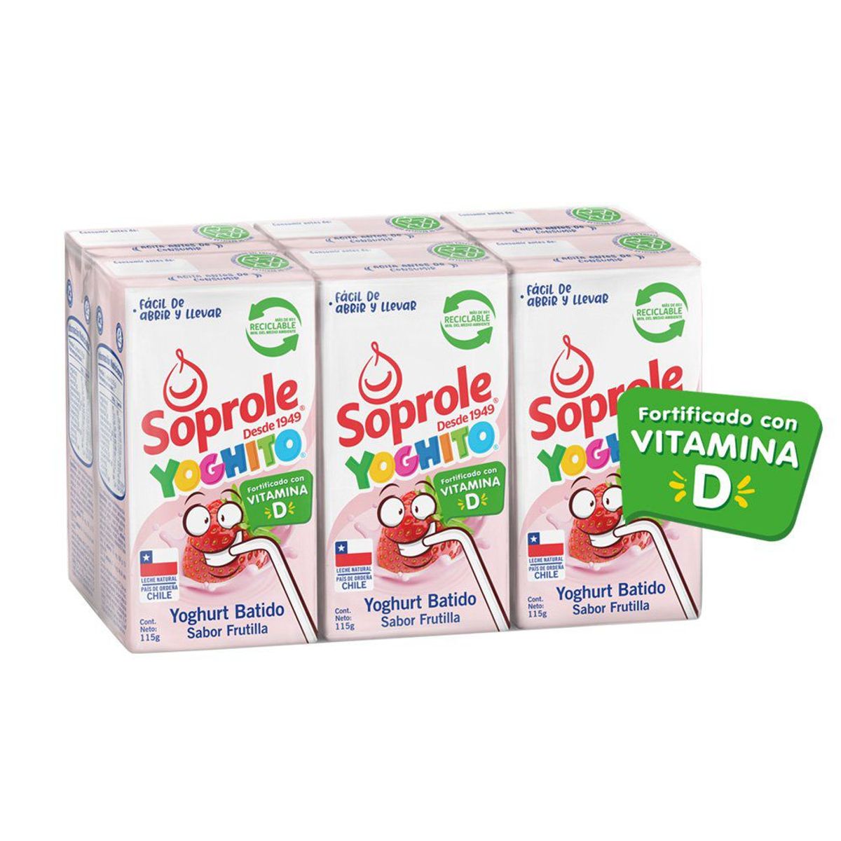 SOPROLE - Pack Yoghurt Yoghito Sabor Frutilla Soprole 6 x 115 g