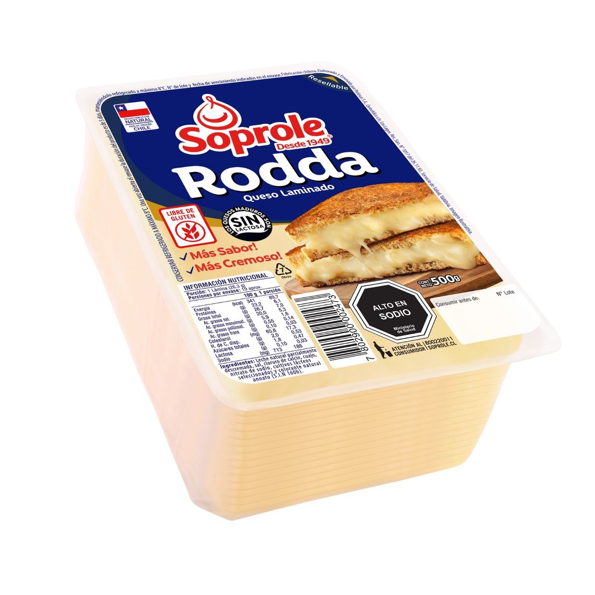 SOPROLE - Queso Rodda Laminado Soprole 500 g