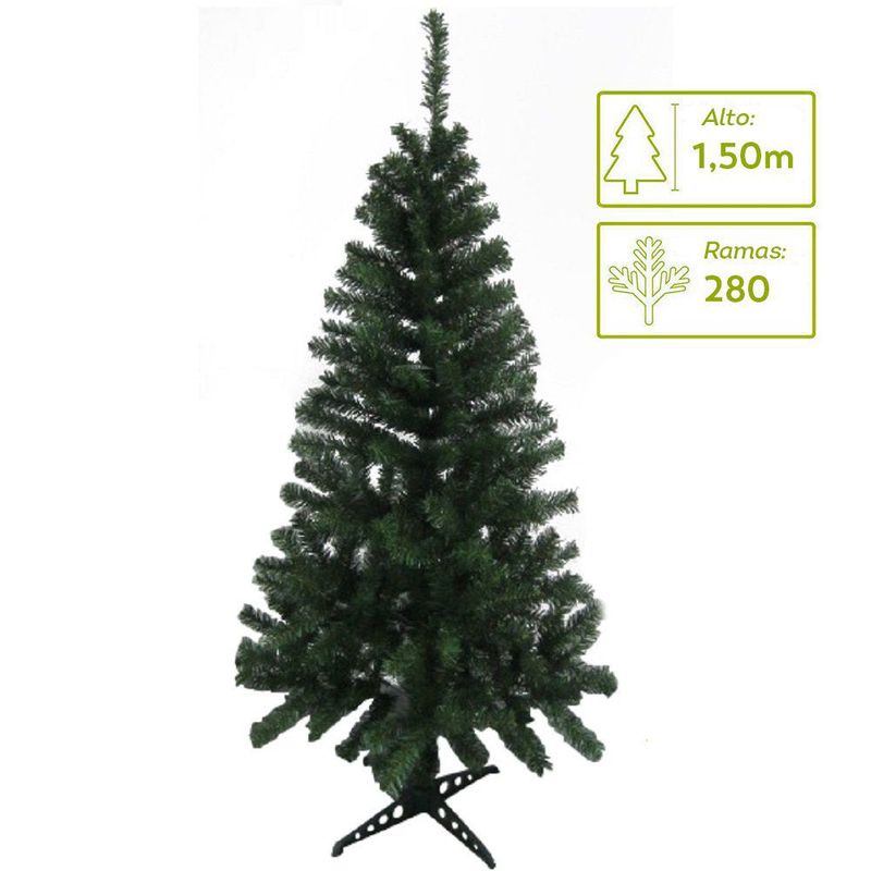 CASA JOVEN - Árbol de Navidad 1,5 metros 280 Ramas con Base Plástica