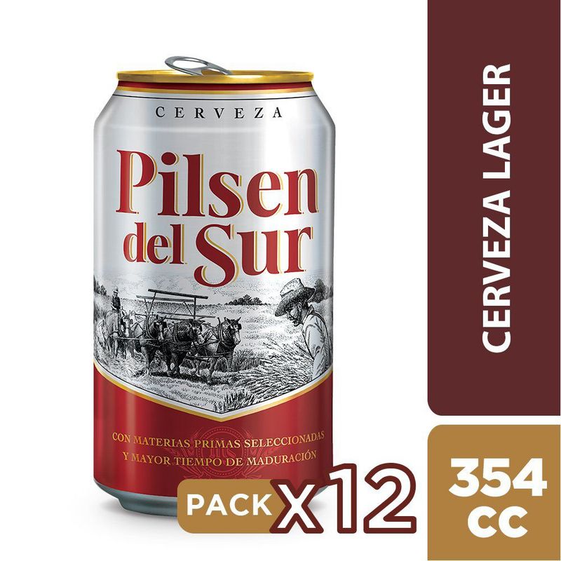 PILSEN DEL SUR - PACK CERVEZA LT 12U PILSEN DEL SUR 354CC