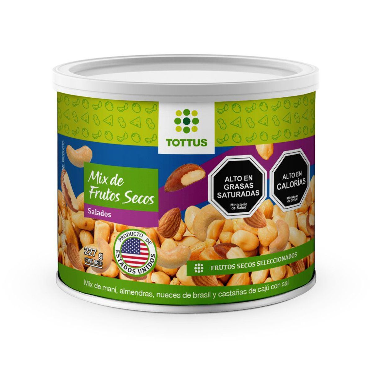 TOTTUS - MIX FRUTOS SECOS SALADOS TOTTUS 227 G