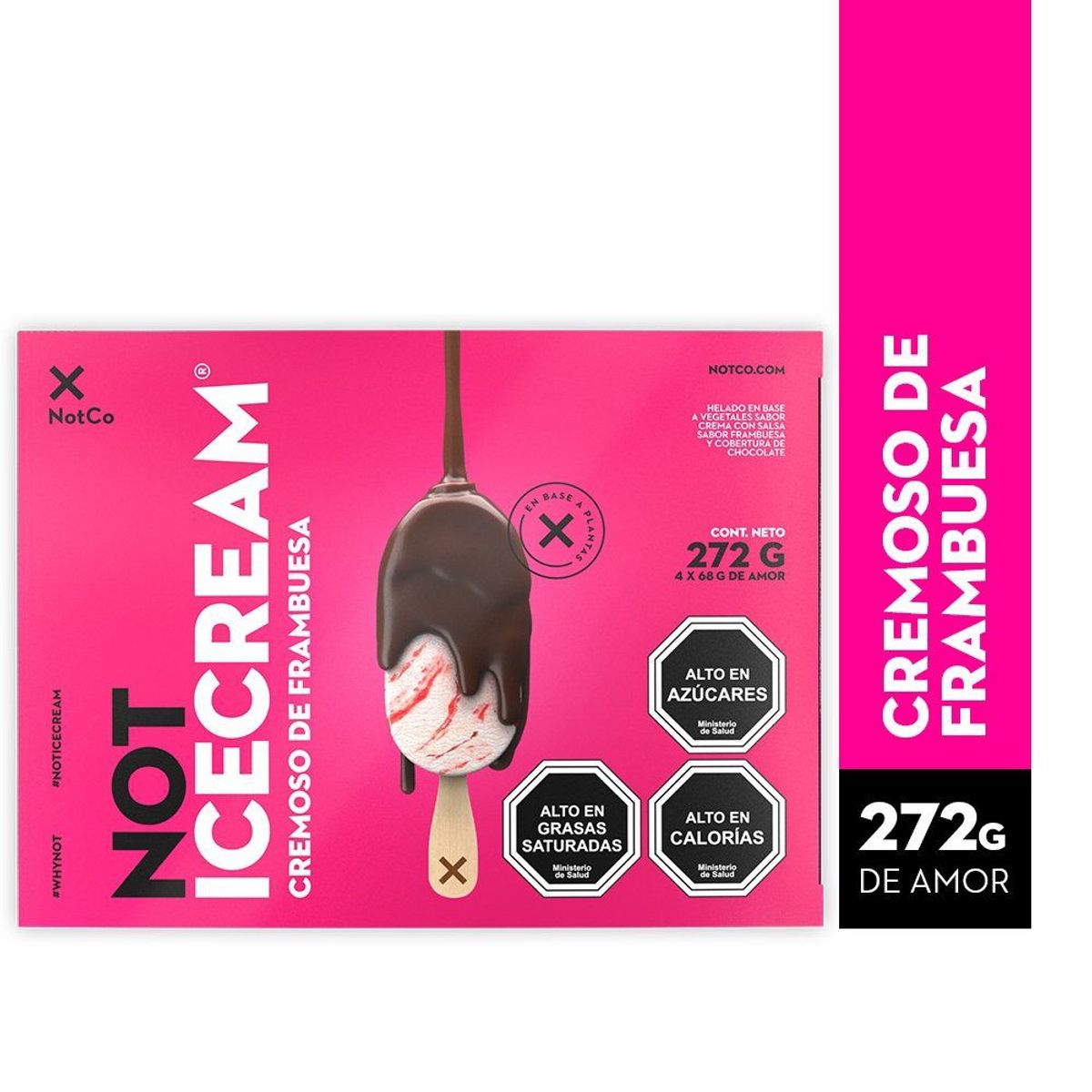 NOT ICECREAM - Helado Vegetal Not Icecream Multipack Sabor Frambuesa 4 x 68 g