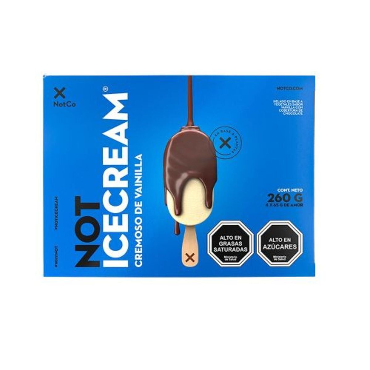 NOT ICECREAM - Helado Vegetal Not Icecream Multipack Sabor Vainilla Cremosa 4 x 65 g
