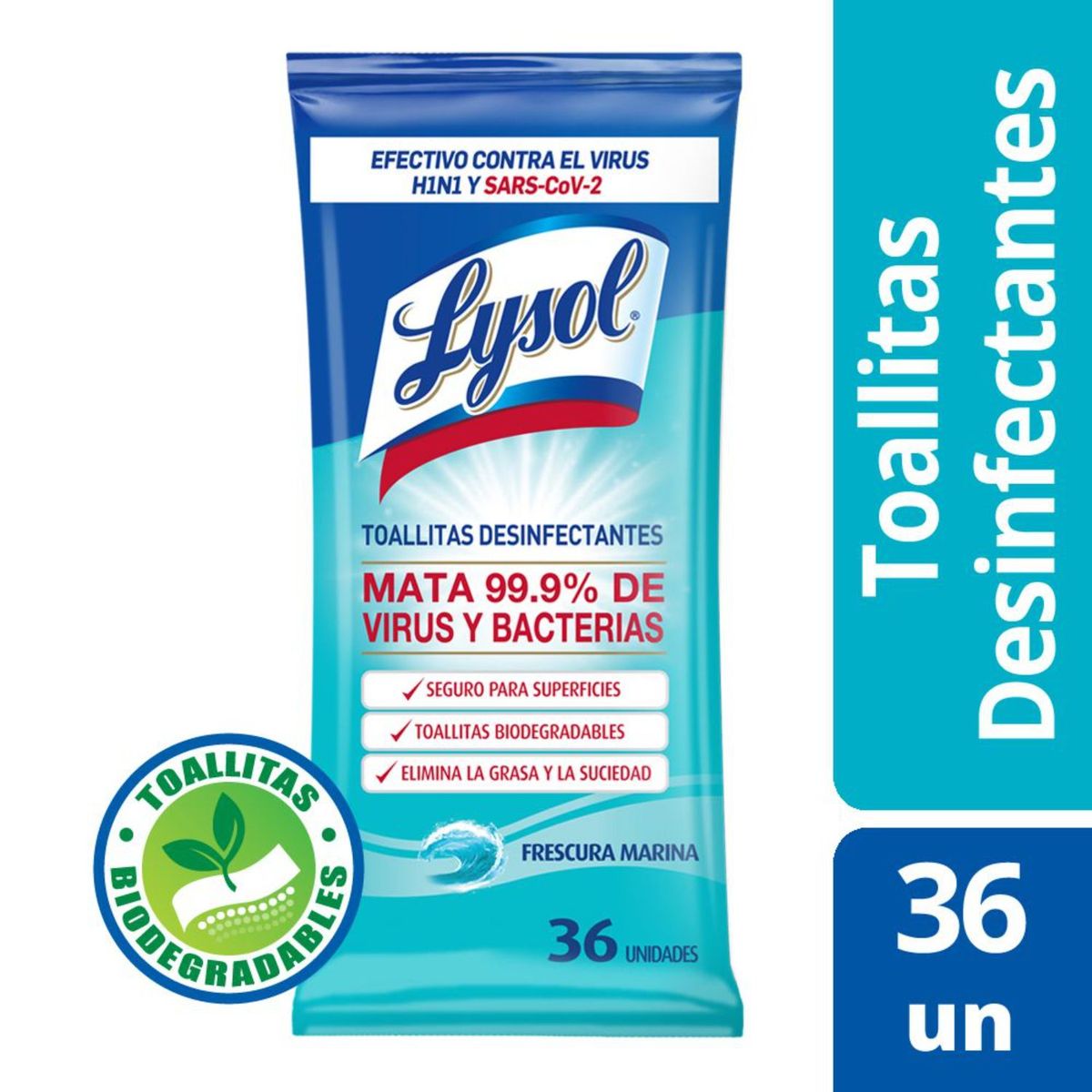 LYSOL - Toallas Húmedas Desinfectantes Biodegradables Marina