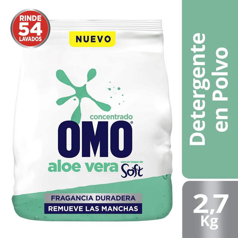 OMO - Detergente en Polvo Omo Matic Soft Aloe 2.7 Kg