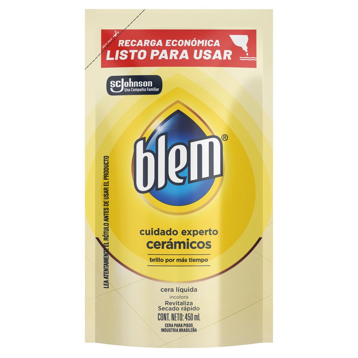 BLEM - Repuesto Cera Líquida Incolora Pisos Cerámicos Blem 450 ml