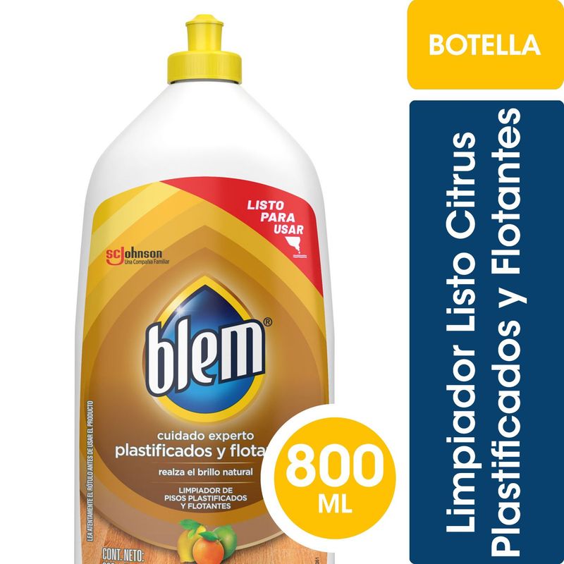 BLEM - Limpiador de Pisos Plastificados y Flotantes Blem Citrus 800 ml