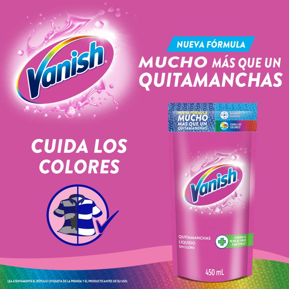 VANISH - Quitamanchas Líquido Ropa Color Repuesto Vanish 450 ml