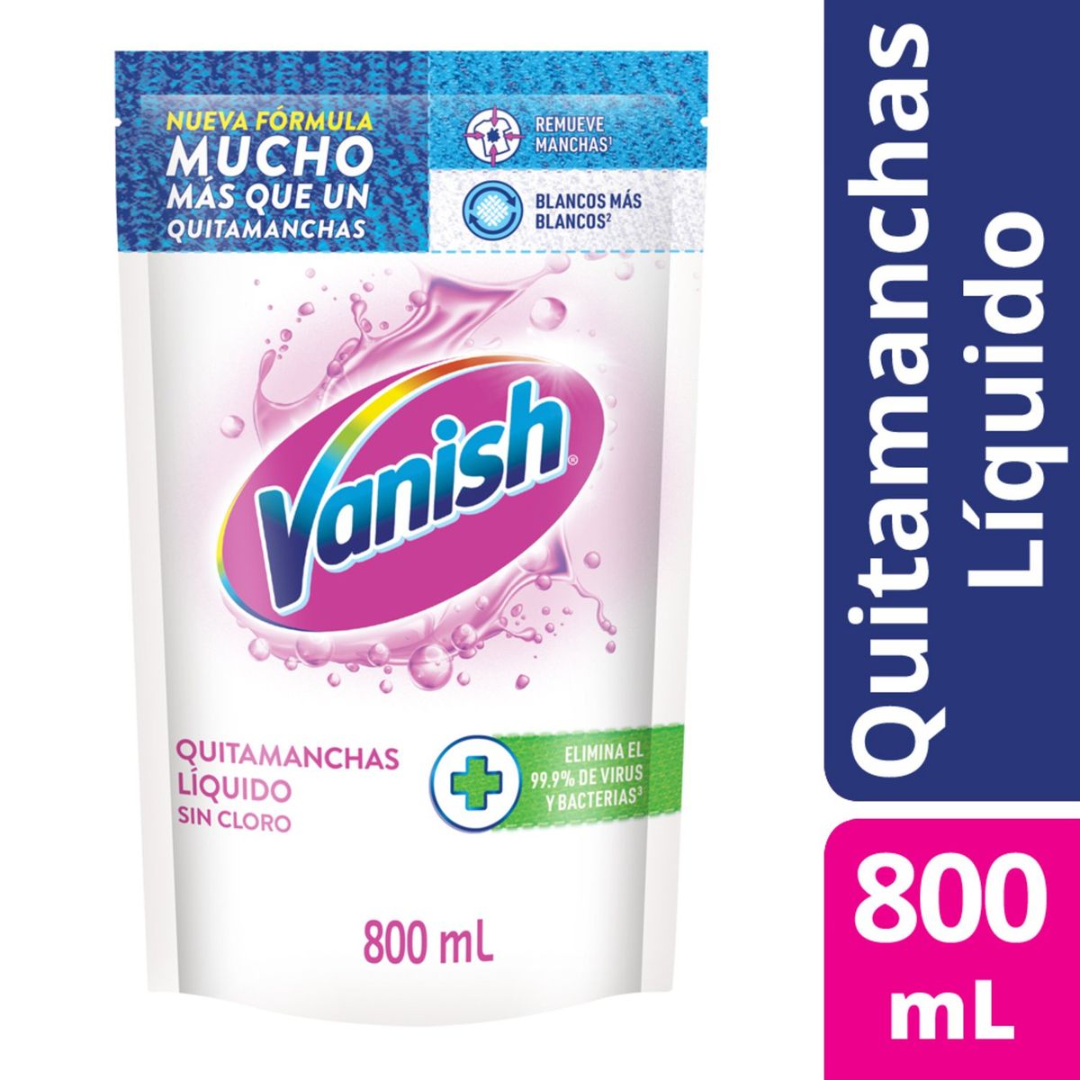 VANISH - Quitamanchas Líquido Ropa Blanca Repuesto Vanish 800 ml