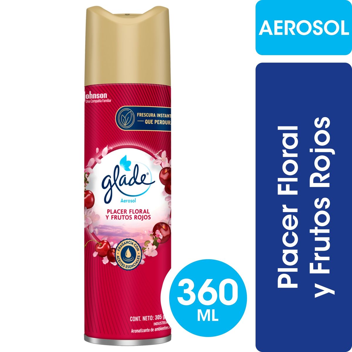 GLADE - Desodorante Ambiental Glade Aerosol Placer Floral y Frutos Rojos 360 ml