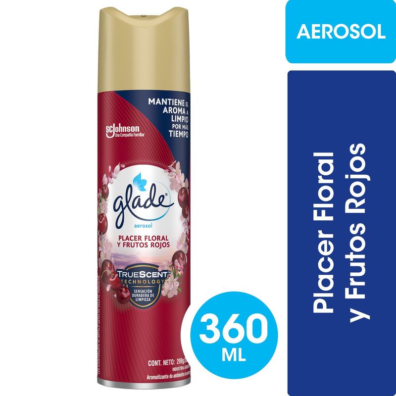 GLADE - Desodorante Ambiental Glade Aerosol Placer Floral y Frutos Rojos 360 ml