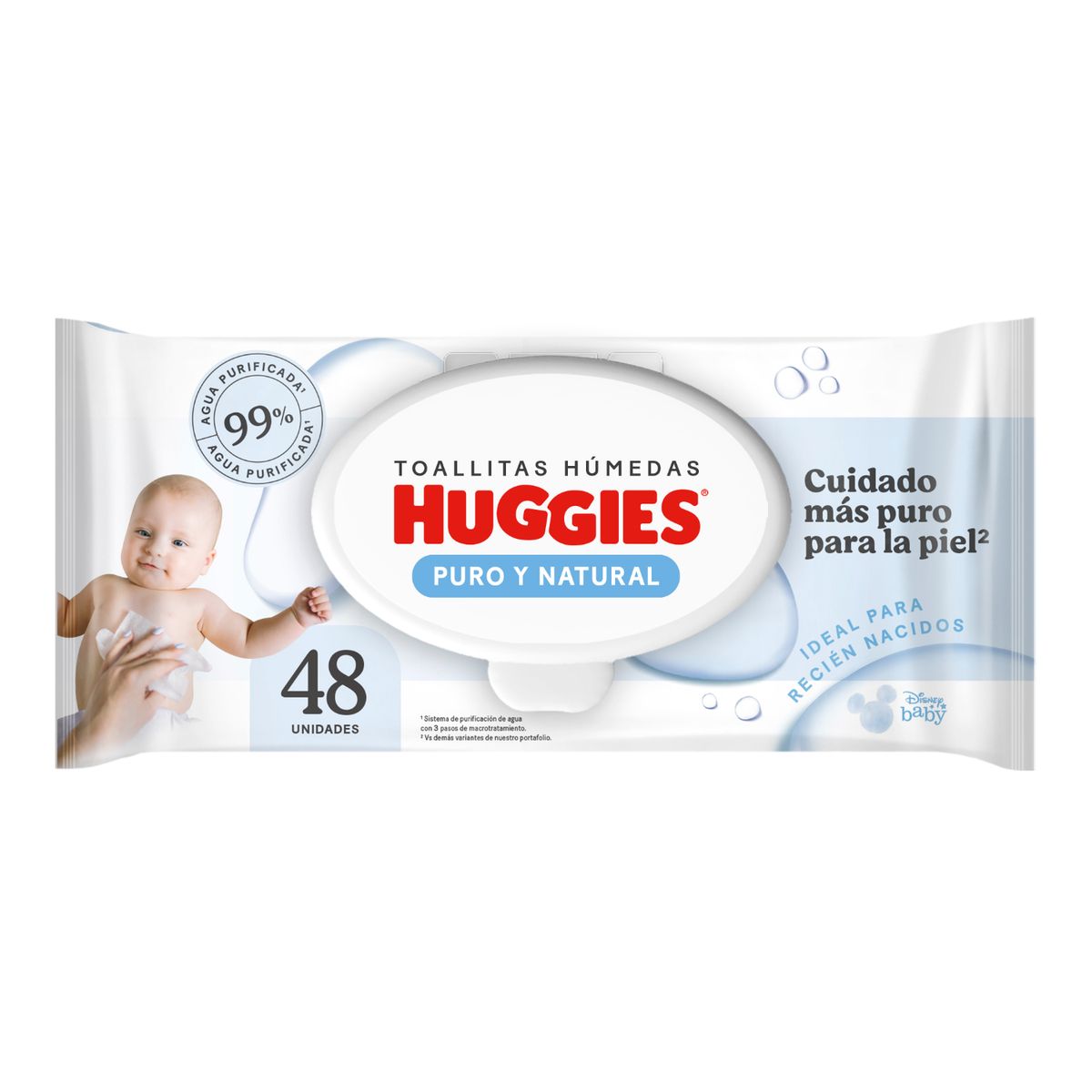 HUGGIES - Toallas Húmedas Huggies Puro y Natural Recién Nacido 48 Un