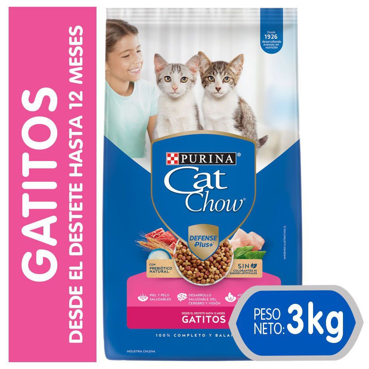 CAT CHOW - Alimento para Gatitos 12 meses Cat Chow 3 Kg